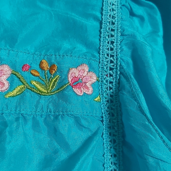 CALYPSO ST. BARTH Embroidered Turquoise Silk Top - Picture 5 of 5